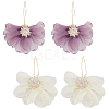 2 Pairs 2 Colors Lace Flower with Crystal Rhinestone Dangle Earrings EJEW-AN0001-20-1