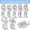 Biyun 14 Sets 7 Style Vacuum Plating 304 Stainless Steel Toggle Clasps STAS-BY0001-01-10