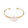 Natural Rose Quartz Coffee Bean Open Cuff Bangle BJEW-G660-01G-01-2