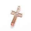 Curved Latin Sideways Cross Brass Micro Pave Cubic Zirconia Links ZIRC-E010-02RG-2