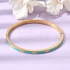304 Stainless Steel Enamel Hinged Cuff Bangles for Women SA-CBAC920-15G-01D-1
