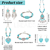ANATTASOUL Natural & Synthetic Turquoise Heart Pendant Necklaces & Beaded Bracelets & Feather Chandellier Earrings SJEW-AN0001-45-7
