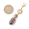 7 Chakra Natural Red Aventurine & Red Jasper & Green Aventurine & Tiger Eye & Synthetic Turquoise & Amethyst & Lapis Lazuli Chips inside Glass Wishing Bottle Pendant Decorations HJEW-JM03099-01-3