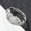 Adjustable Brass & Clear Cubic Zirconia Finger Rings with Interwoven Design CU-CBA7E55-06P-3