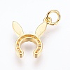 Brass Cubic Zirconia Bunny Pendants ZIRC-G144-07G-01-2