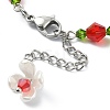 Glass & Resin & Acrylic Flower Charm Bracelet BJEW-JB09435-04-4