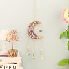 Copper Wire Wrapped Natural Amethyst Chips Moon Suncatcher HJEW-H065-02G-02-3