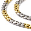 Two Tone PVD Vacuum Plating 201 Stainless Steel Cuban Link Chain Necklace with 304 Stainless Steel Clasps for Men Women NJEW-M194-01D-GP-2