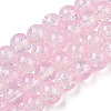 Transparent Crackle Baking Paint Glass Beads Strands DGLA-T003-01B-14-1