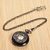 Openable Flat Round Alloy Pendant Pocket Watch X-WACH-L024-27-1