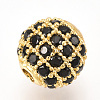 Brass Micro Pave Cubic Zirconia Beads ZIRC-Q013-8mm-143G-2