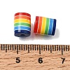 Opaque Rainbow Stripe Opaque Resin Beads RE-CBA0A57-12A-3