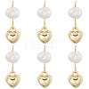 6Pcs Brass & Natural Pearl Heart Pendants KK-BBC0019-31-1