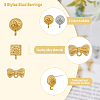 48Pcs 6 Style Half Round & Bowknot & Rectangle Alloy Stud Earring Findings FIND-DC0003-22-3