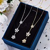 Clear Cubic Zirconia Flower Lariat Necklace JN1062A-2