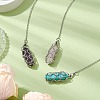 304 Stainless Steel Chain Macrame Pouch Bullet Natural Rose Quartz & Amethyst & Synthetic Turquoise Holder Dowsing Pendulums PALLOY-JF02881-2