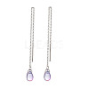 Long Chain with Transparent Glass Beads Dangle Stud Earrings EJEW-JE05242-4