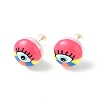 Natural Shell Eye Stud Earrings with Enamel EJEW-G334-05-2