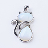 Natural & Synthetic Mixed Stone Kitten Pendants G-P352-B-2