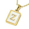 Ion Plating(IP) Rectangle with Initial Letter 304 Stainless Steel Pendant Necklace LS-NJEW-R265-04G-Z-1
