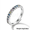 Heart Rhodium Plated Sterling Silver with Colorful Cubic Zirconia Finger Rings for Women ES9944-2-1