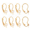 10Pcs Flat Round Brass Glass Leverback Earring Findings KK-TADJ0001-18-2