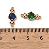 Brass Pave Cubic Zirconia Connector Charms ZIRC-P114-14KCG-3