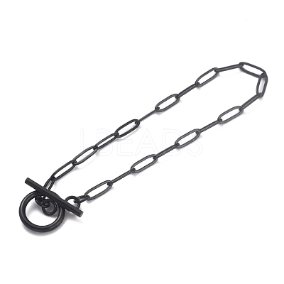 304 Stainless Steel Paperclip Chain Bracelets BJEW-O186-02EB-1
