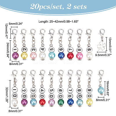 Acrylic Imitation Pearl Beaded Pendant Stitch Markers HJEW-AB00331-1