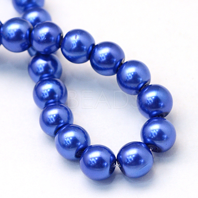Baking Paint Pearlized Glass Pearl Round Bead Strands X-HY-Q003-4mm-28-1