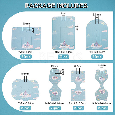 140Pcs 7 Styles Castle Theme Paper Hair Clip Display Cards CDIS-NB0001-38-1