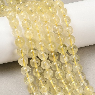 Natural Lemon Quartz(Heated) Beads Strands G-P596-8mm-01-1