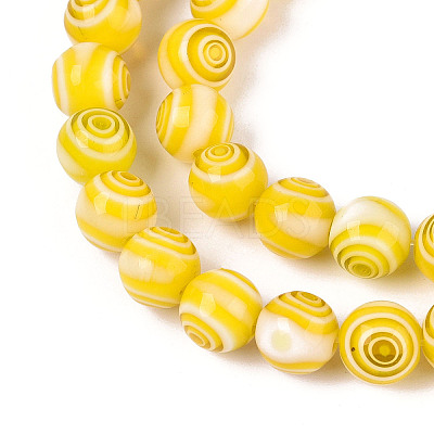 Handmade Millefiori Glass Round Beads Strands LK-R004-93D-1
