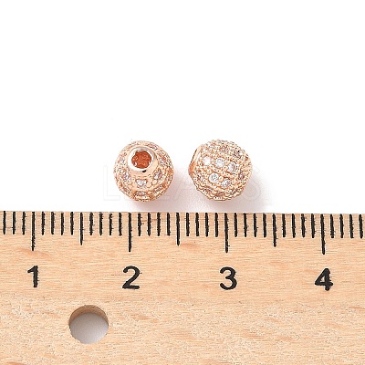 Round Brass Micro Pave Cubic Zirconia Beads ZIRC-N016-01RG-6MM-1