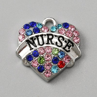 Alloy Rhinestone Pendants ALRI-WH0008-19F-1