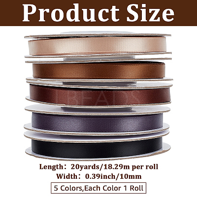5 Rolls Single Face Polyester Satin Ribbon SRIB-CY0001-38B-1