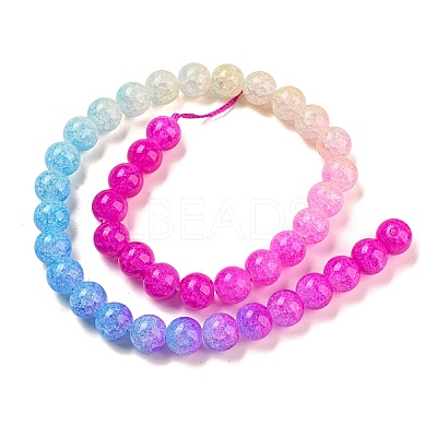 Spray Painted Crackle Glass Beads Strands DGLA-C002-8mm-05-1