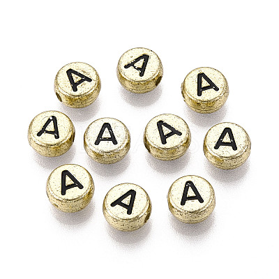 Plating Acrylic Horizontal Hole Letter Beads PACR-ZX018-06A-1