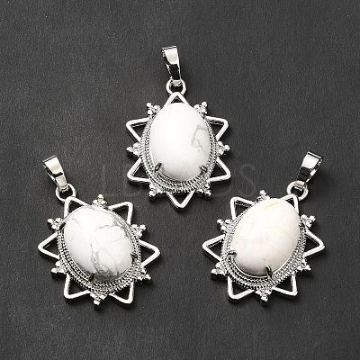 Natural Howlite Pendants G-B033-03P-22-1