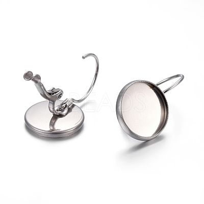 Tarnish Resistant 304 Stainless Steel Leverback Earring Settings X-STAS-F191-03P-12mm-1