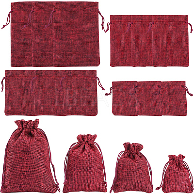 16Pcs 4 Styles Polyester Imitation Burlap Packing Pouches Drawstring Bags ABAG-BBC0001-01D-1