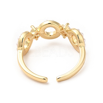 Clear Cubic Zirconia Infinity Open Cuff Ring with Acrylic Pearl KK-E060-19G-1
