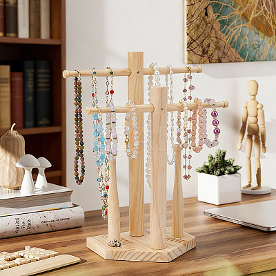 Baseball Wooden Jewelry Ring Display Tower Stands ODIS-WH0086-223B-1