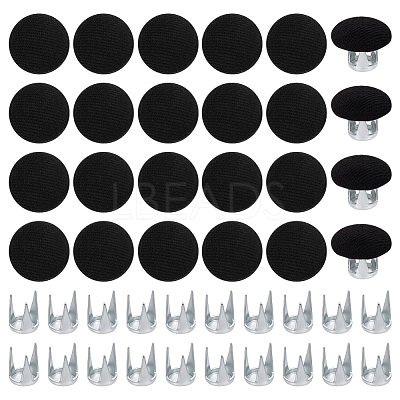 24 Bags Flat Round Cloth Cap Nail Buttons BUTT-BC0001-21A-1