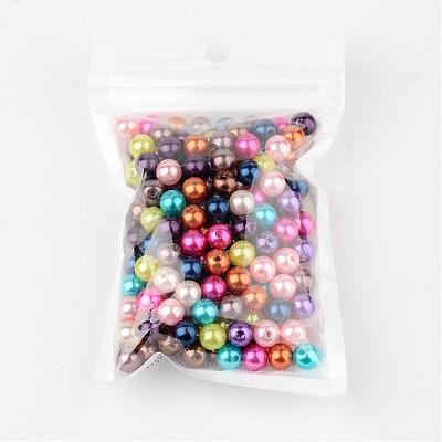Mixed Color Imitation Pearl Acrylic Mardi Gras Round Beads X-PACR-8D-M-1