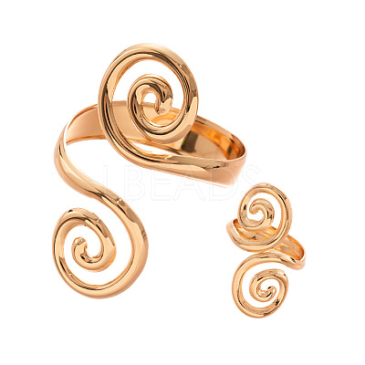 Double Swirl Alloy Cuff Bangles & Cuff Rings Sets FS-WGA6312-01-1