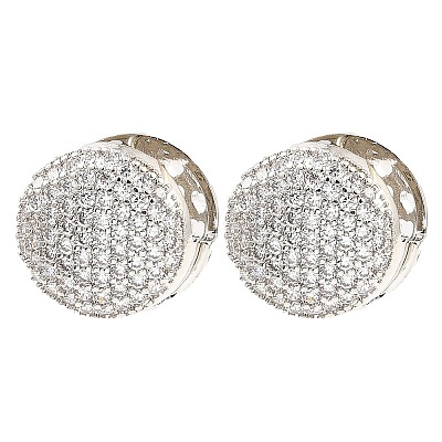 Brass Hoop Earrings with Cubic Zirconia EJEW-D078-01P-1