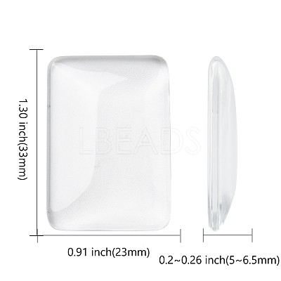 Transparent Rectangle Glass Cabochons X-GGLA-R025-33x23-1