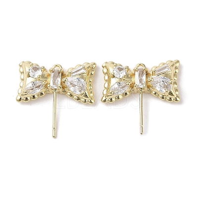 Brass with Clear Cubic Zirconia Stud Earring Findings KK-G491-56G-1