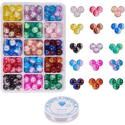 Spray Painted Crackle Glass Beads CCG-PH0002-12-1